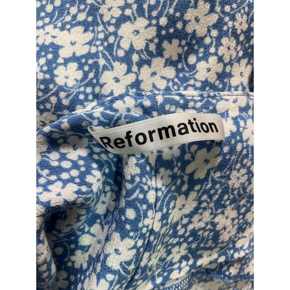 Reformation Floral Azul Simi Linen Dress Size M - Picture 3 of 4